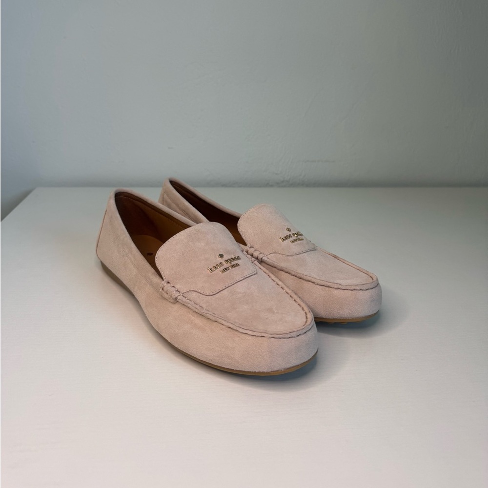 Kate Spade Briar Loafers Suede Pink Beige Women Size 8B EU 39 Flats NEW - Picture 1 of 7